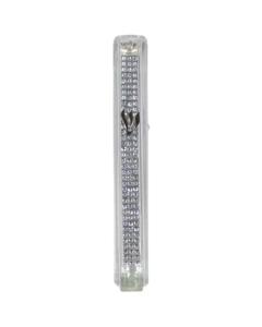Plastic Mezuzah Lucid Silver Stones 12cm