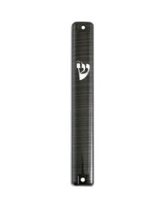Plastic Mezuzah 3D Metal Painted - Gray Stripes 10cm