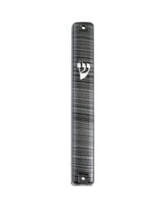 Plastic Mezuzah 3D Metal Painted - Gray Stripes 10cm