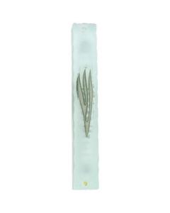 Frosted Glass Mezuzah  10cm - Silver Shin