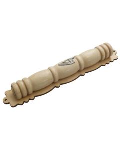 Light Brown Wood Mezuzah with Hoops 12cm