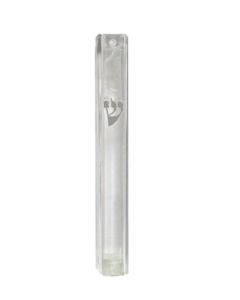 PLASTIC MEZUZAH LUCID 15 CM SILVER ''ש'' - RUBBER PLUG