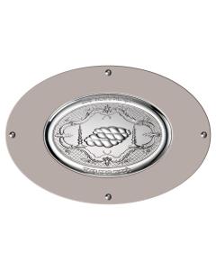 Camilletti Oval Challah Tray With 925 sp Silver - BEIGE
