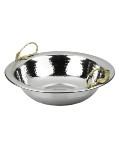 Stainless Steel Hammered Bowl With Bronze handles