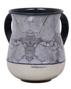 Washing Cup Marble Silver & White