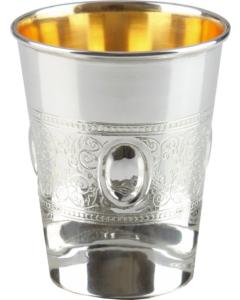 925 Silver Coated Kiddush Cup Floral Belt