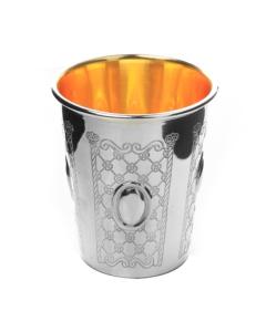 925 Silver Coated Kiddush Cup XP Flower Design