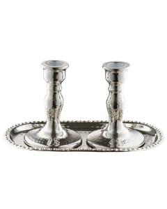 Candlestick Set With Tray (Hammered) - Alluminum