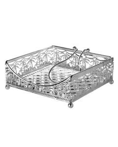 Napkin Holder Silver Plated Flat Palm tree design with Weighted arm