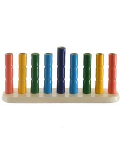 Strip Menorah Rainbow Colors 4"