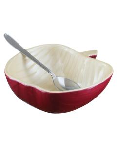Honey Dish Apple Shape Red Aluminum Spoon