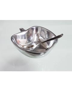 Honey Dish Apple Shape Polished Aluminum with Spoon