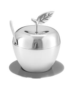Honey Dish Apple Shape Aluminum With Tray & Spoon