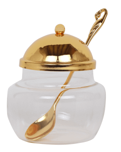 Honey Dish Gold With Spoon