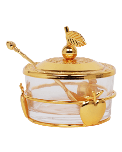 Honey Dish With Apple Shapes Gold