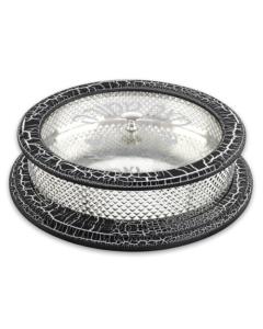 Wood And Silver Plated Matzah Holder Marble Black And White