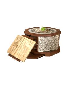 The "Magid Kaarah" 3 tier- mahogany silver /plated Kaarah with retractable Shtender - Limited Edition