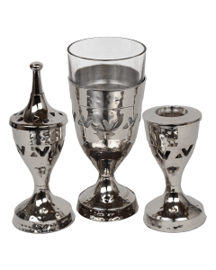Havdalah Set Hammered Nickel Plated 3 pc
