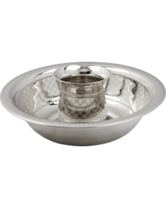 Large Nickle Finish Wash Cup Set - Diamond Design