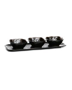 Set of 3 Porcelain bowl W/tray