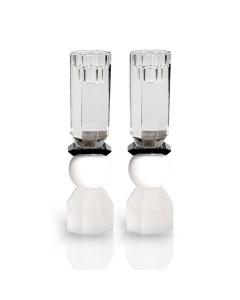 Modern Cut Tall Candle Sticks in White/ Black