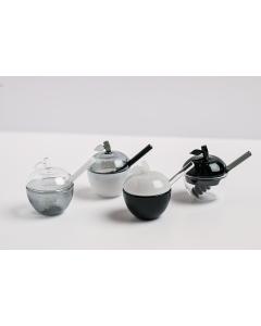 Mini Honey Dish 4x Black/White