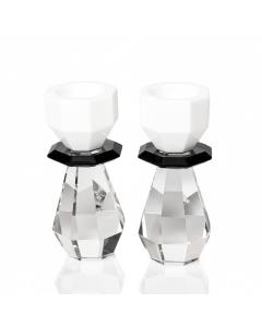 Modern Cut Tea-Light & Candle Holder in White/Black