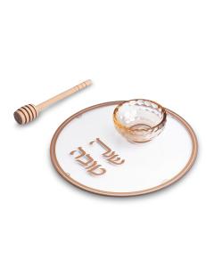 Glass Honey Dish 19 cm - Gold
