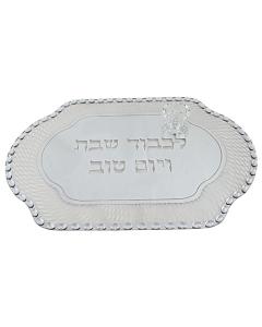 Glass Challah Tray With Stones 45x30 Cm