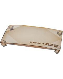 Crystal Tray for Candle Holders 23*13cm - Gold