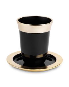 Aluminum Kiddush Cup 9 cm with Saucer - Black