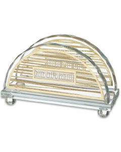 Crystal Napkin Holder with Metal Plate 15.5*10 cm - Striped