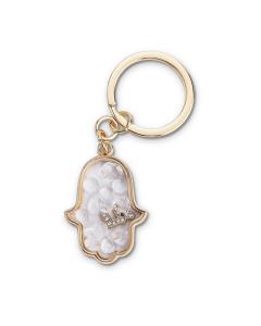Keychain Hamsa Metal with Stones 4.5x3 cm - Gold