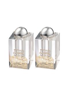 Crystal Salt & Peper Holders 8*4 cm with Laser Cut Plaque