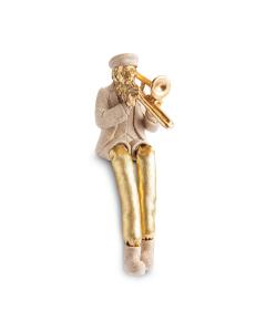 Polymer Hassidic Figurine with Cloth Legs 10.5 cm - Trombone Player