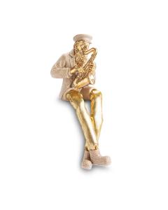 Polymer Hassidic Figurine with Cloth Legs 10.5 cm - Saxophone Player