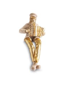 Polymer Hassidic Figurine with Cloth Legs 10.5 cm - Accordion Player