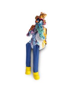 Polymer Klezmer Figurine with Cloth Legs 25 cm- Violin Player