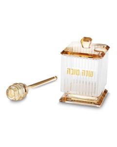 Crystal Honey Dish 10x6.5 cm - Gold