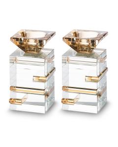 Pair of Crystal Candlesticks 11 cm - Gold