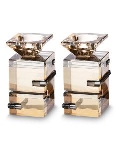 Pair of Crystal Candlesticks 11 cm - Gold, Black
