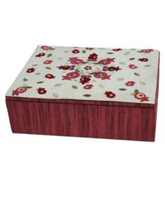 Embroidered Jewelry Box - Pomegranates Red
