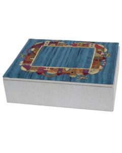 Embroidered Jewelry Box - Jerusalem Blue