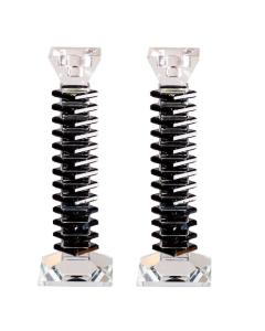 Stacked Design Crystal Candlesticks Set - Black