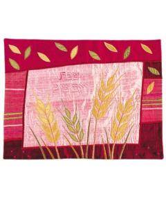 Raw Silk Appliqued Challa Cover - Wheat maroon