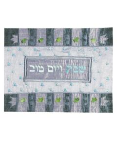 Raw Silk Appliqued Challa Cover - Crown blue