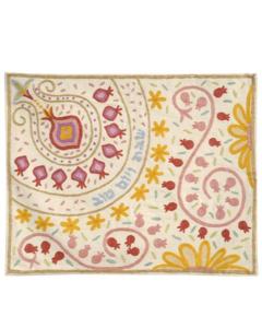 Hand Embroidered Challa Cover - Pomegranates bright