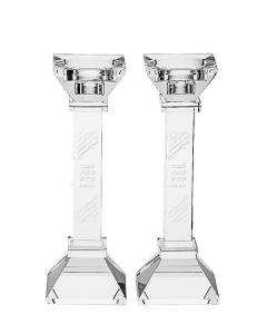 Crystal Candlesticks Engraved "Levokod Shabbos Kodesh VeYom Tov"