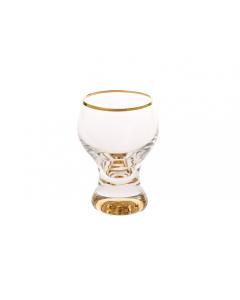 Set of 6 Liquor Glasses with Gold Stem and Rim