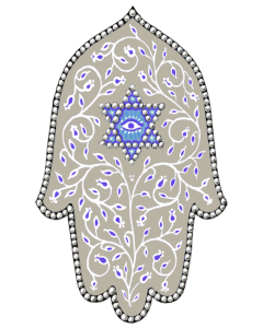 Caspi Acrylic Car Mezuzah - Hamsa (Magen Dovid)